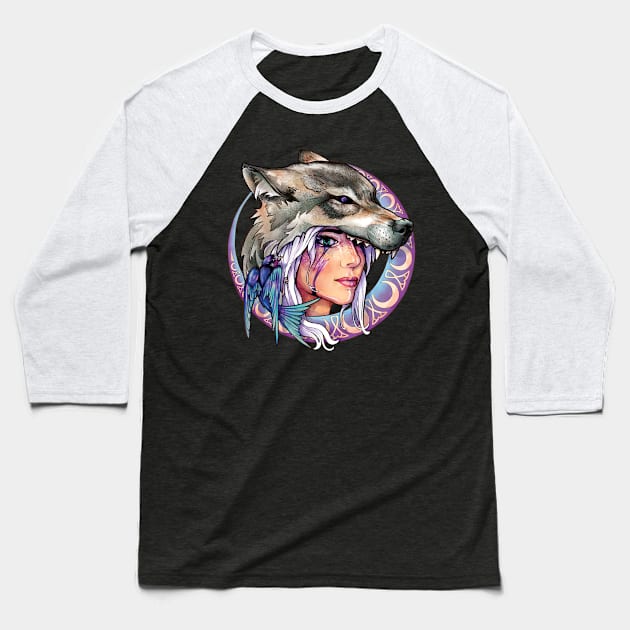 Wolf & Swallow - Art Nouveau Medallion [OPALINE] Baseball T-Shirt by Lix